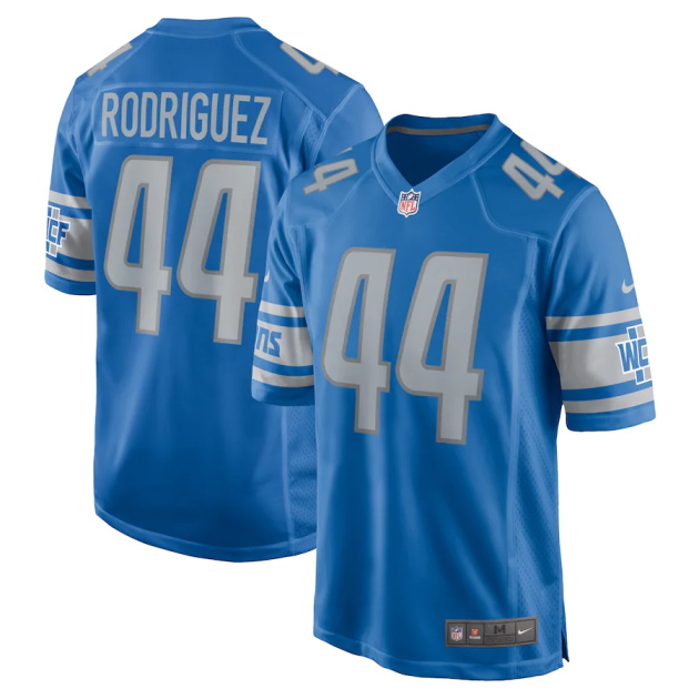 mens nike malcolm rodriguez blue detroit lions player game jersey